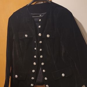 Black faux suede blazer